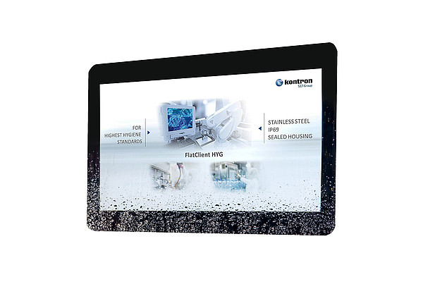 New Kontron Panel-PC with IP69K - FlatClient HYG in stainless steel housing for hygienically sensitive applications